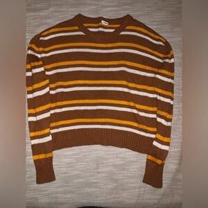 Garage Brown Striped Cropped Sweater Size P/S (XS/S)
